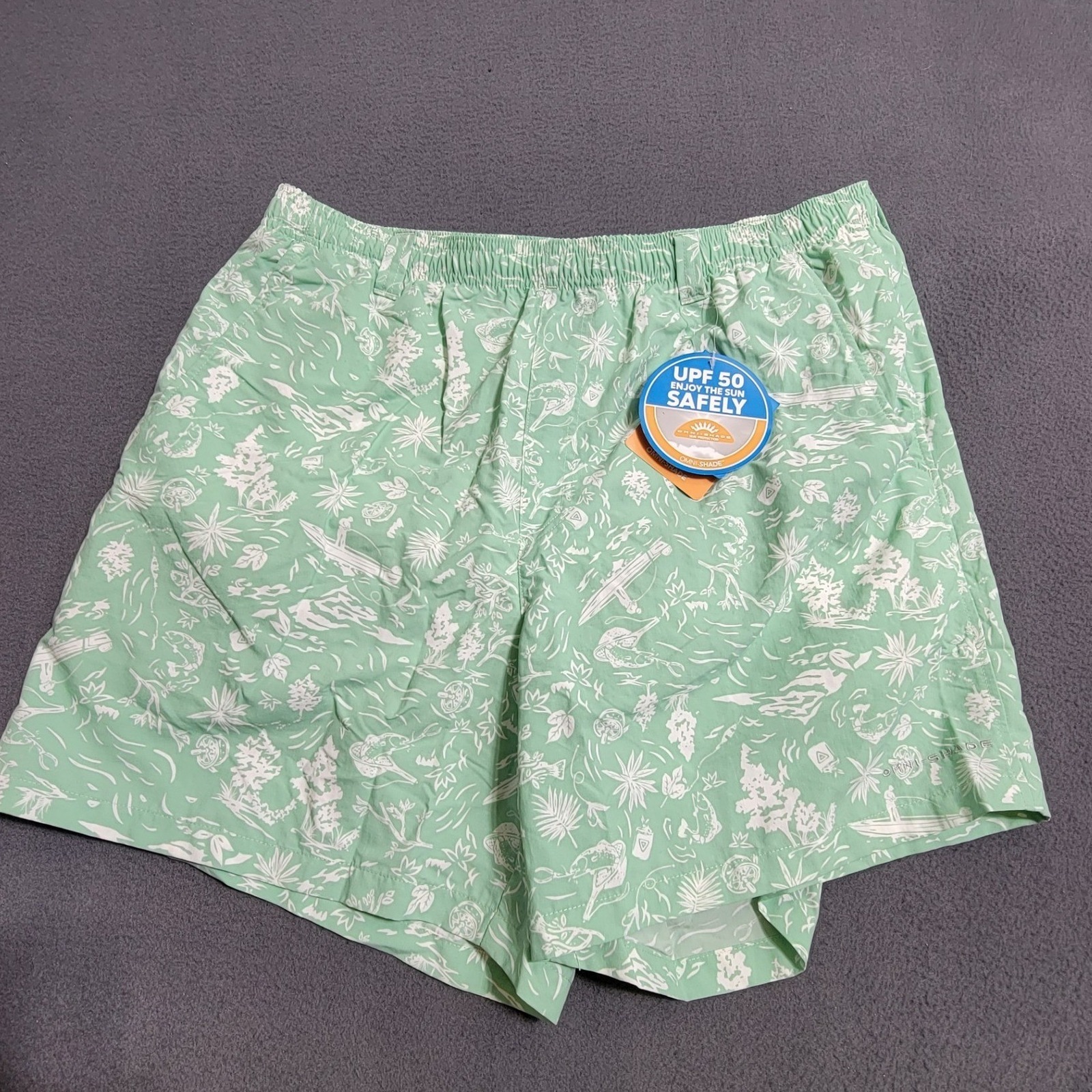 Nwt Columbia Pfg Men Shorts Mint Green Omni-Shade Swim 6 Inch Relaxed Fm1107 L